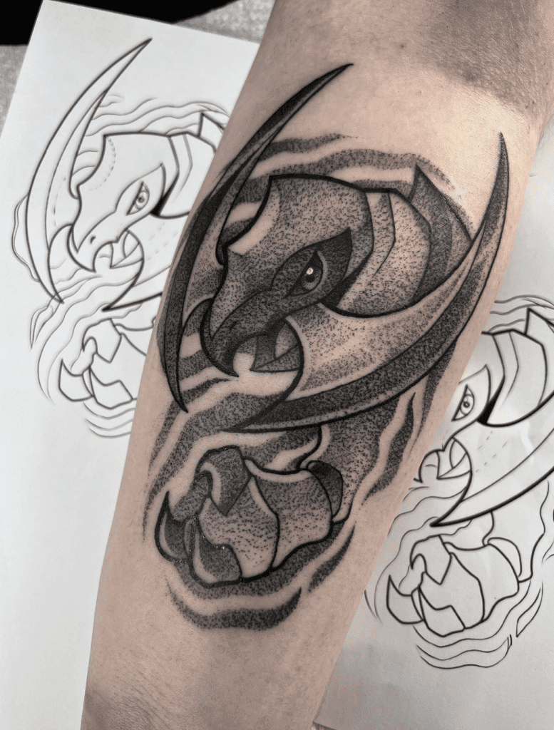 Haxorus Head Unova Pokémon Tattoo