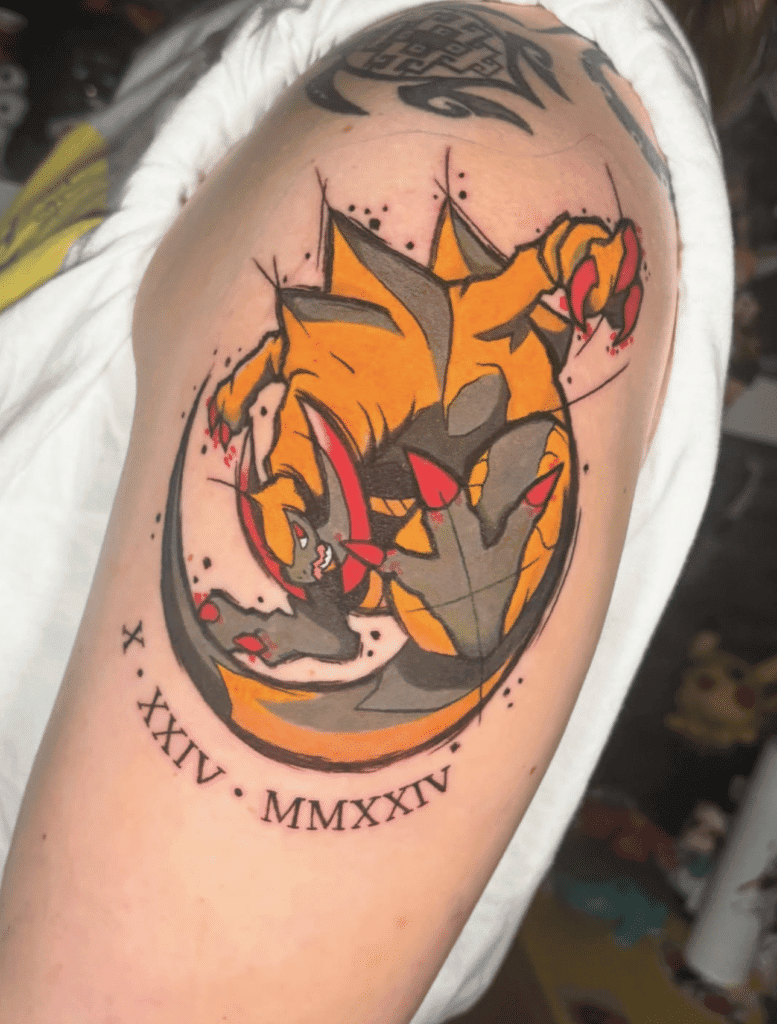 Haxorus Jump Unova Pokémon Tattoo