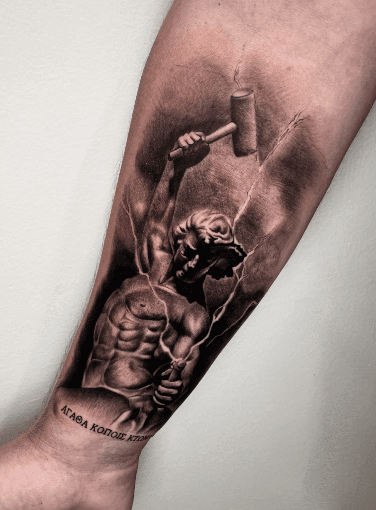 Hephaestus Hammer Greek Mythology Tattoo
