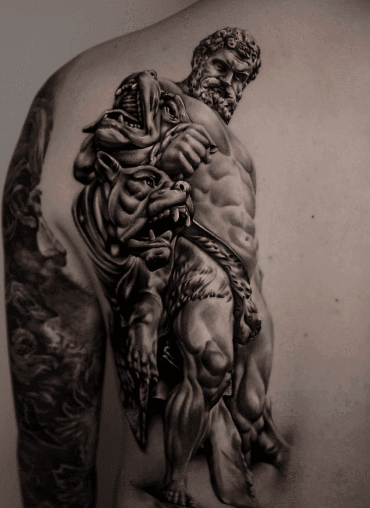 Heracles Cerberus Greek Mythology Tattoo