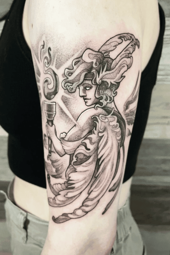 Hypnos Staff Greek Mythology Tattoo
