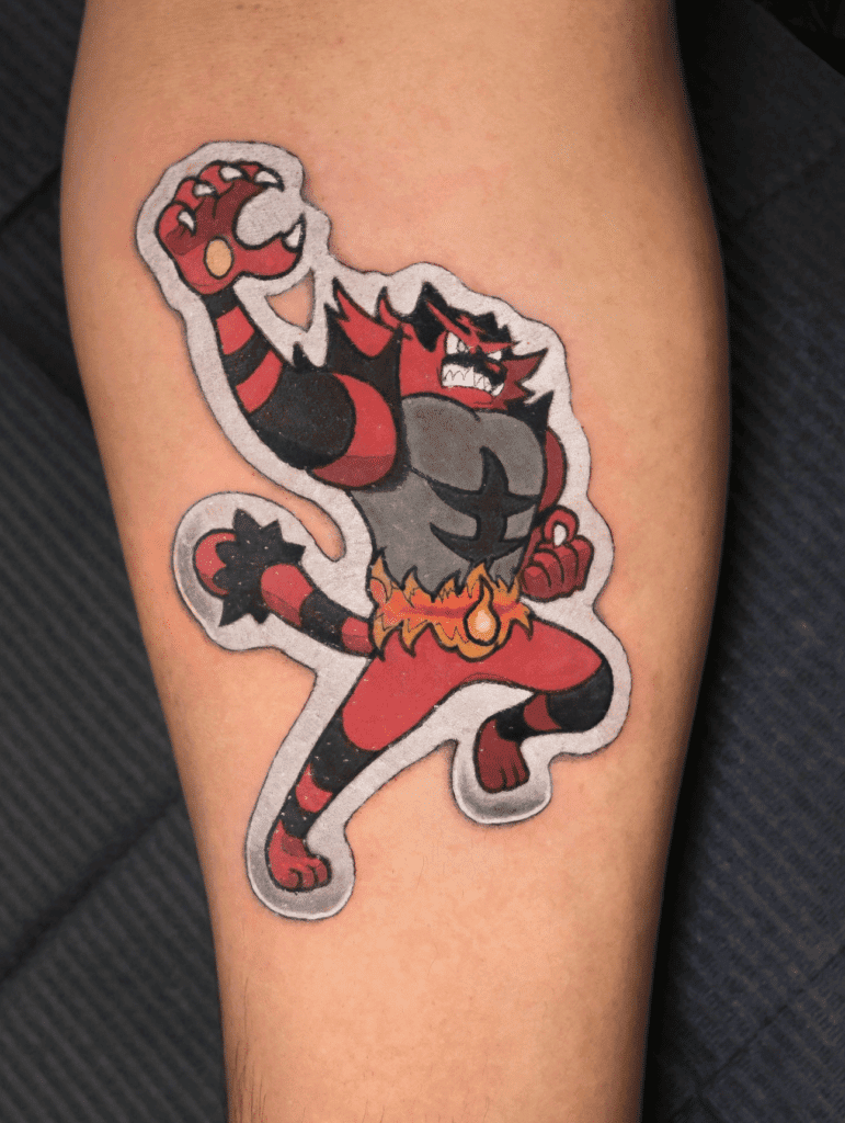 Incineroar Stamp Alola Pokémon Tattoo