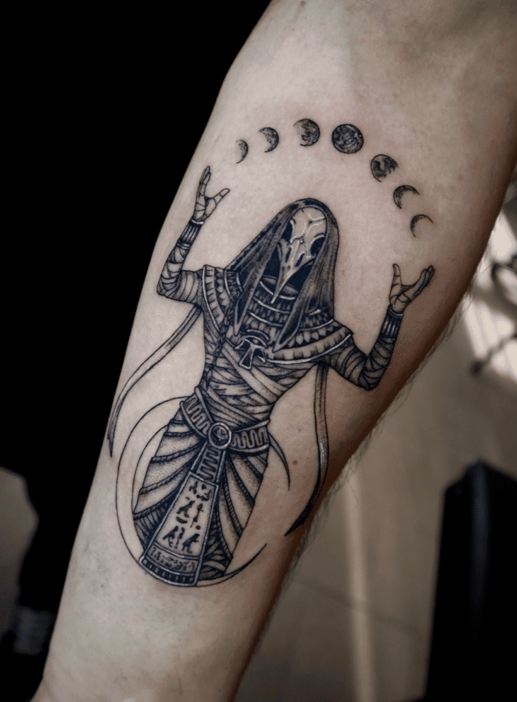 Khonsu Moon Phase Egyptian Mythology Tattoo