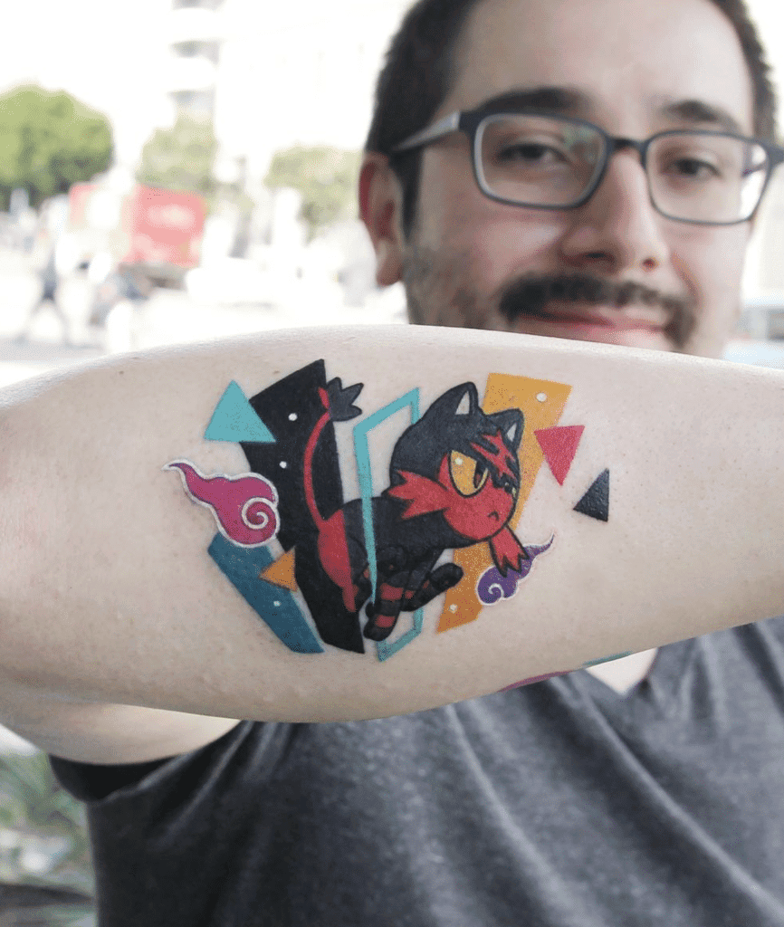 Litten Colourful Alola Pokémon Tattoo