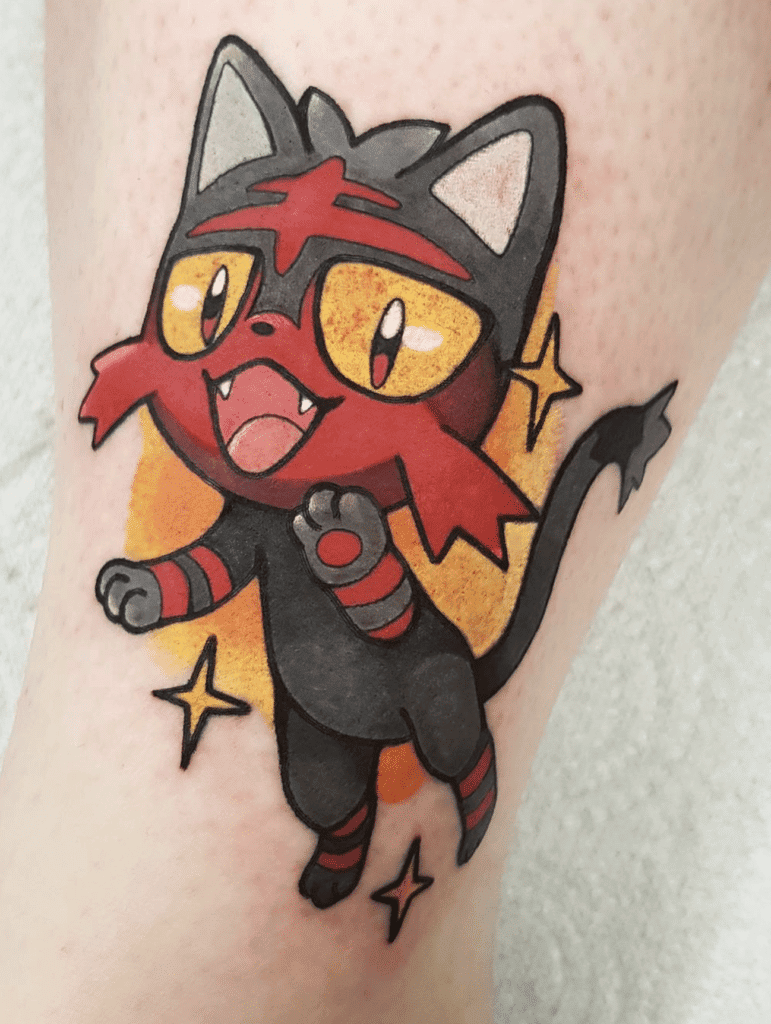 Litten Happy Alola Pokémon Tattoo