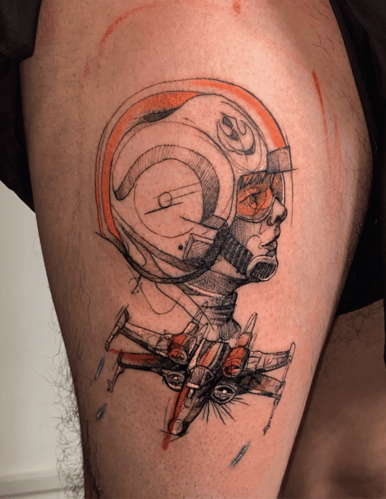 Luke Sketch Skywalker Star Wars Tattoo