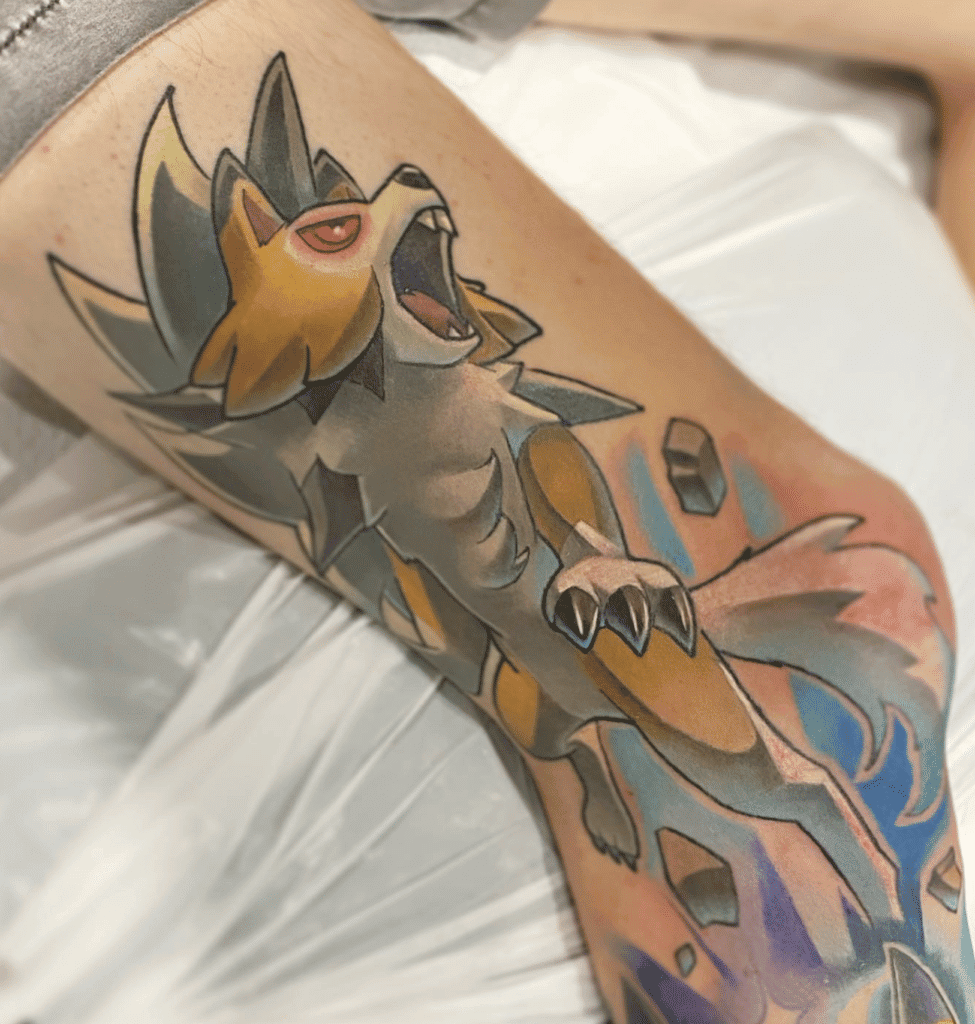 Lycanroc Attack Alola Pokémon Tattoo