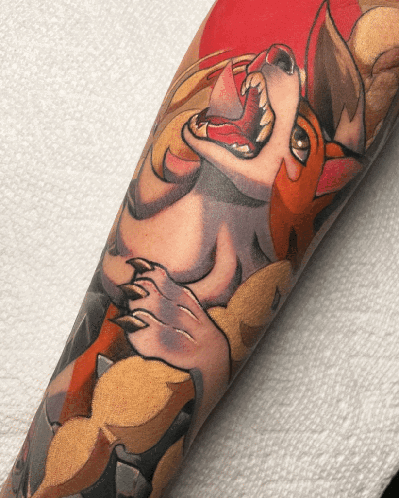 Lycanroc Dusk Alola Pokémon Tattoo