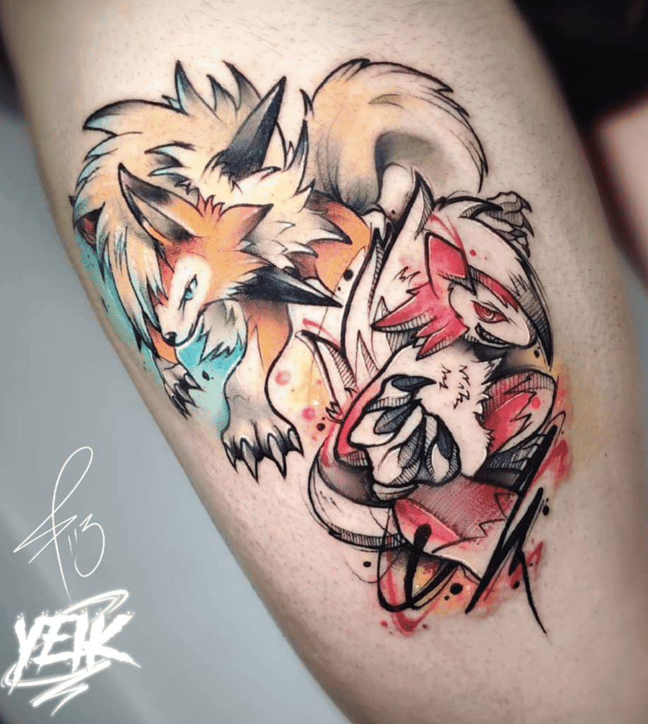Lycanroc Forms Alola Pokémon Tattoo