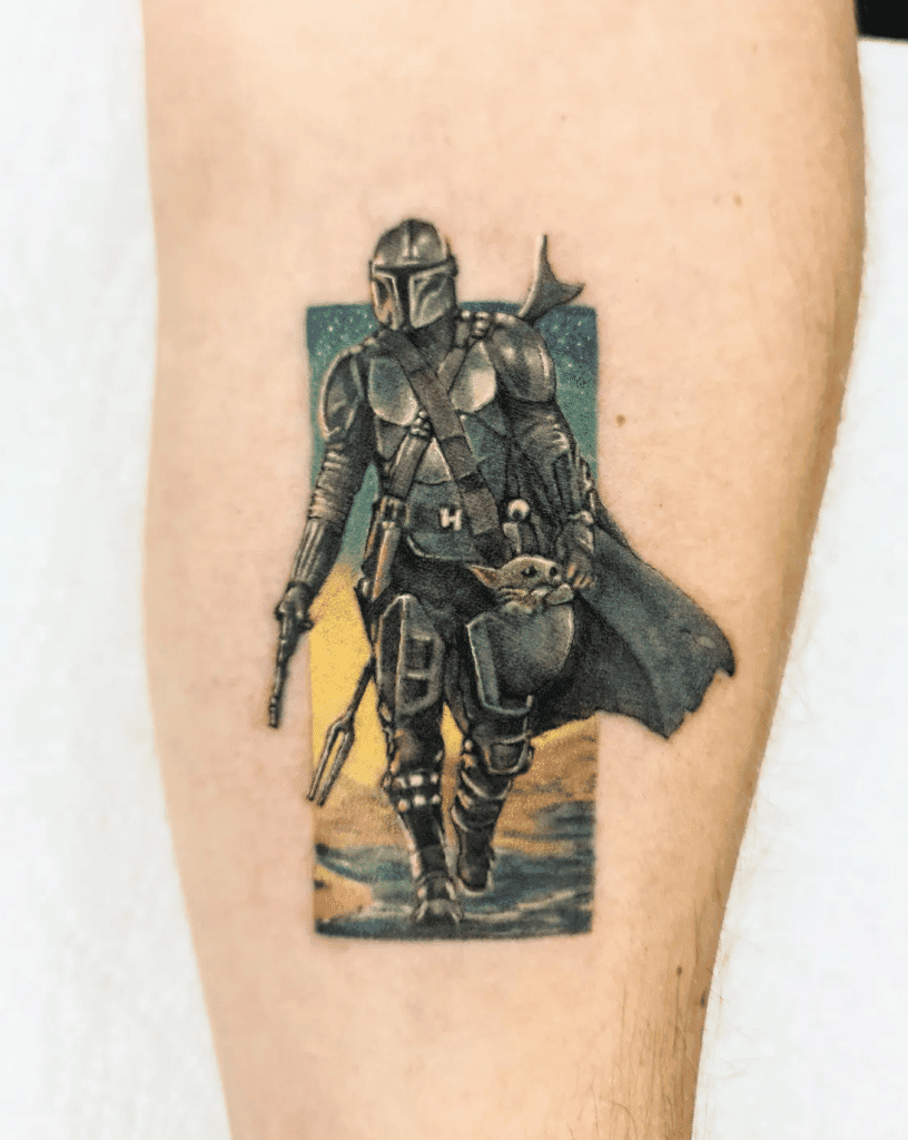 Madalorian Suneset Star Wars Tattoo