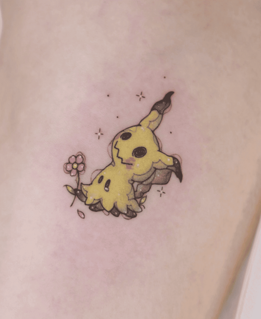 Mimikyu Flower Alola Pokémon Tattoo