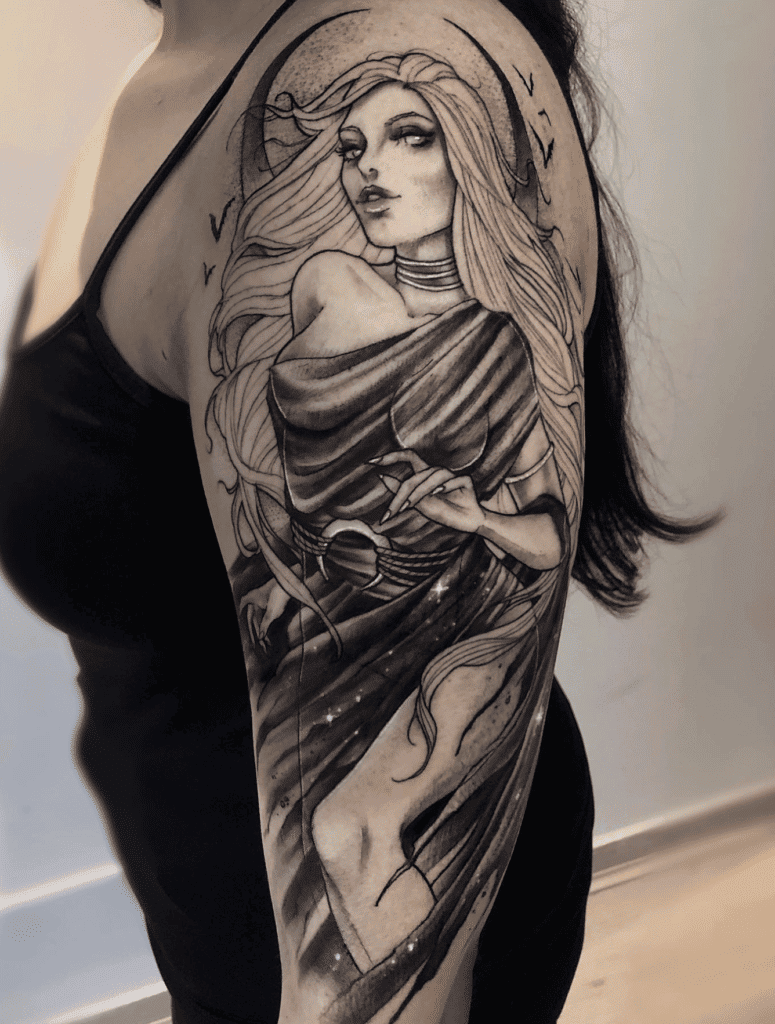 Nyx God Greek Mythology Tattoo