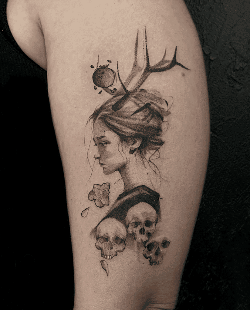 Persephone Horns Greek Mythology Tattoo