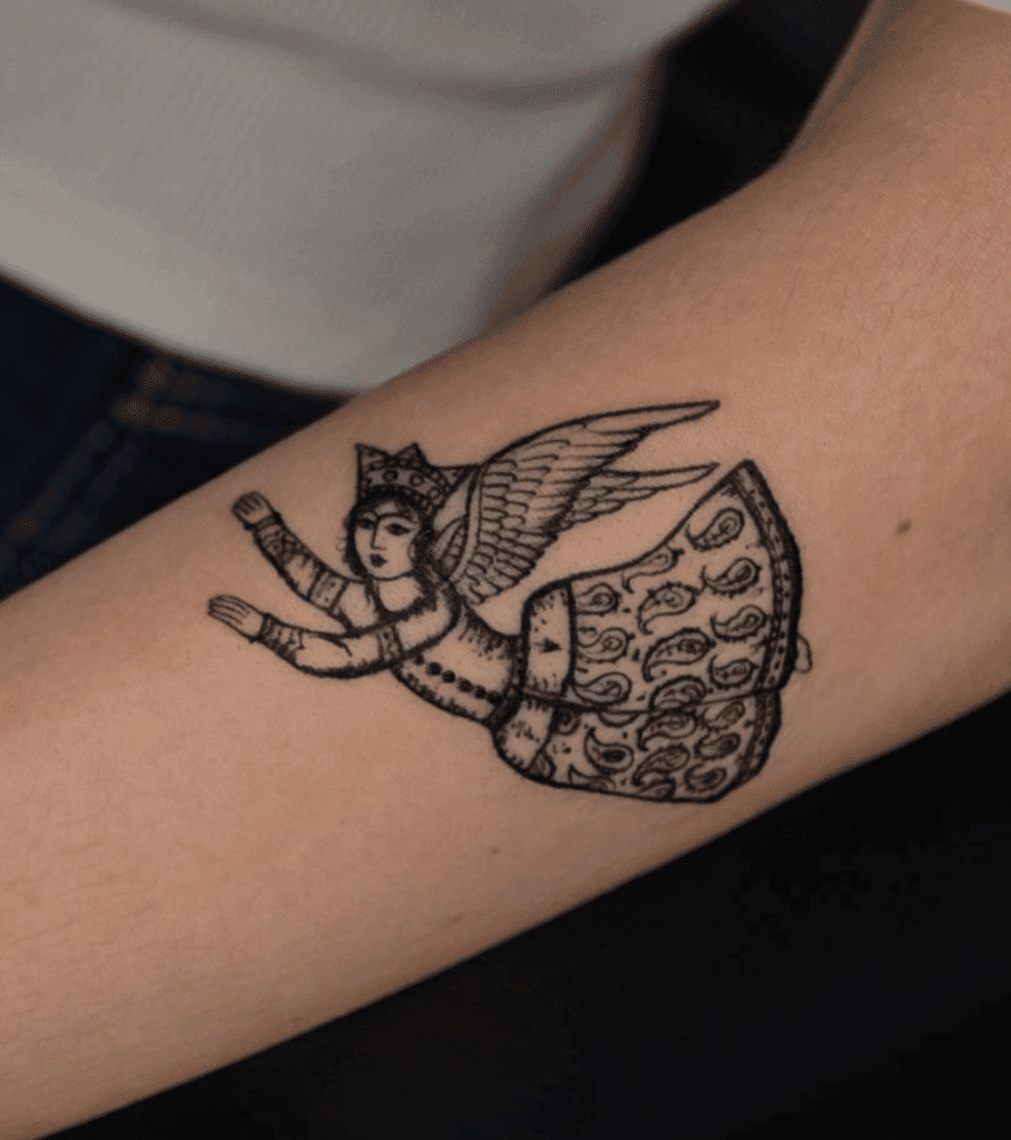Persian Mythology Qajar Angel Tattoo