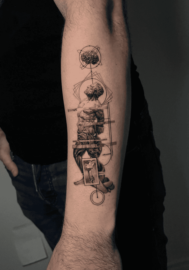 Prometheus Geometric Greek Mythology Tattoo