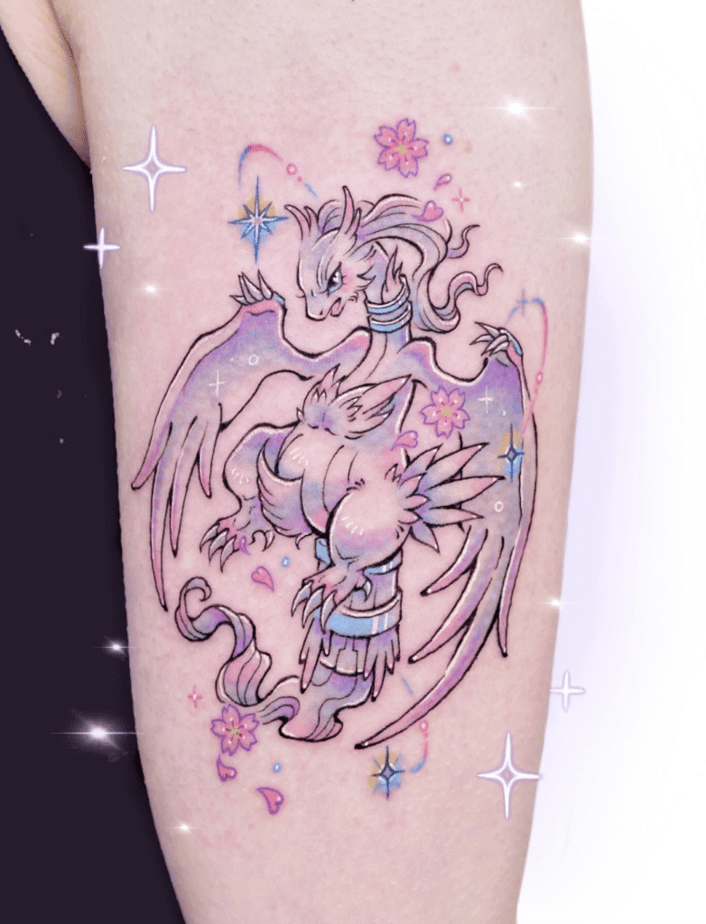 Reshiram Cute Unova Pokémon Tattoo