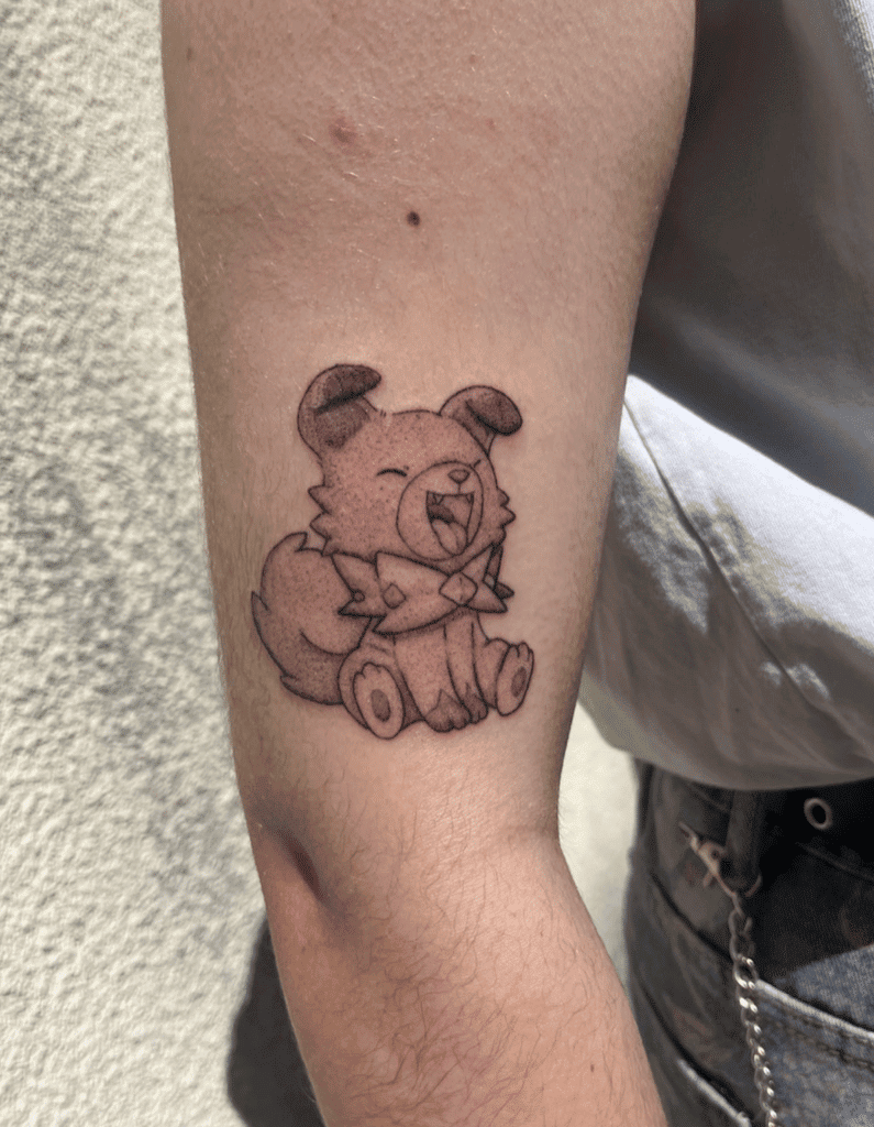 Rockruff Happy Alola Pokémon Tattoo