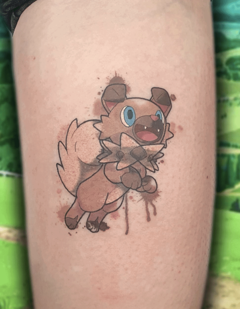 Rockruff Splash Alola Pokémon Tattoo