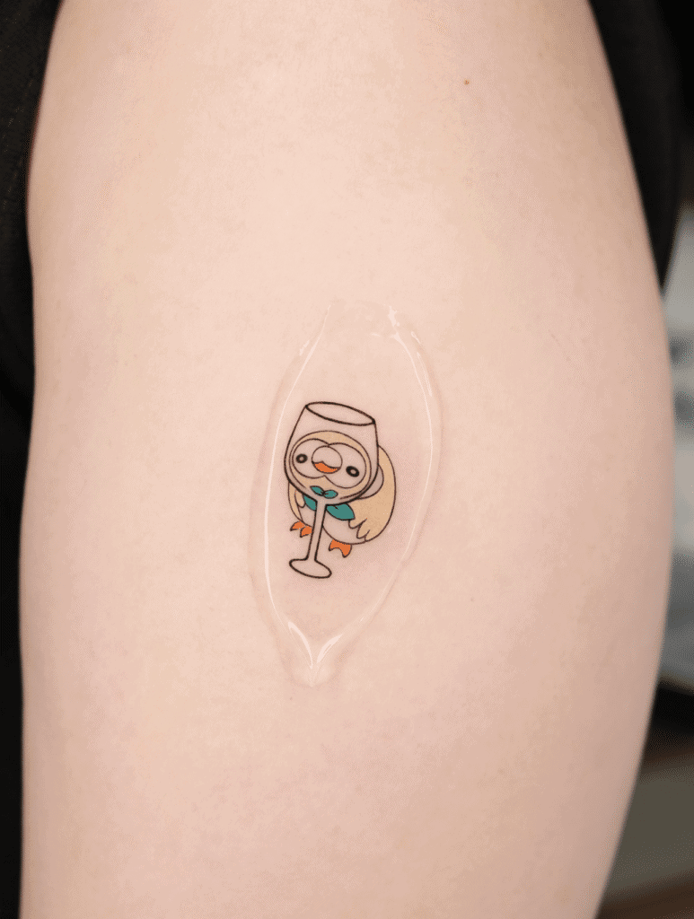 Rowlet Glass Alola Pokémon Tattoo