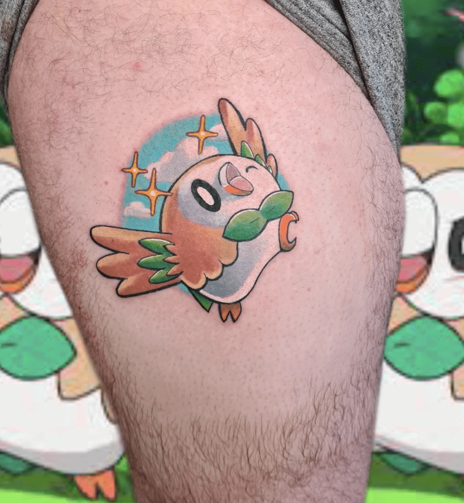 Rowlet Happy Alola Pokémon Tattoo