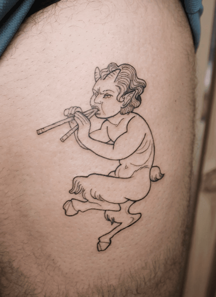 Satyrs Flute Greek Mythology Tattoo