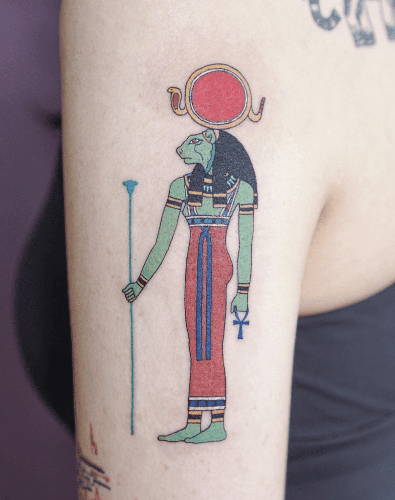 Sekhmet Green Egyptian Mythology Tattoo