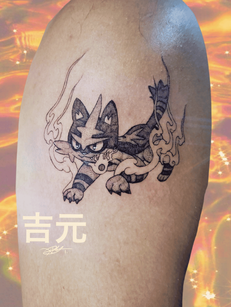 Torracat Flame Alola Pokémon Tattoo