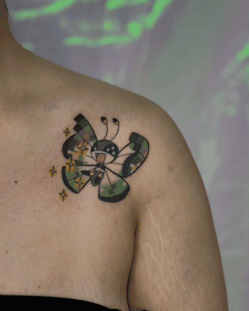 Vivillon Green Kalos Pokémon Tattoo