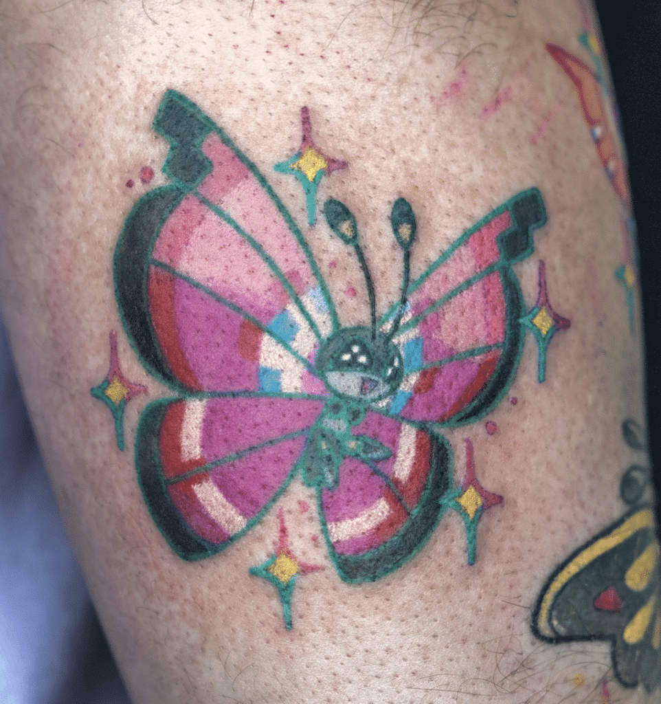Vivillon Pink Kalos Pokémon Tattoo