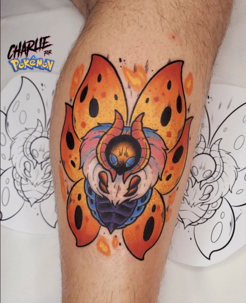 Volcarona Fire Unova Pokémon Tattoo