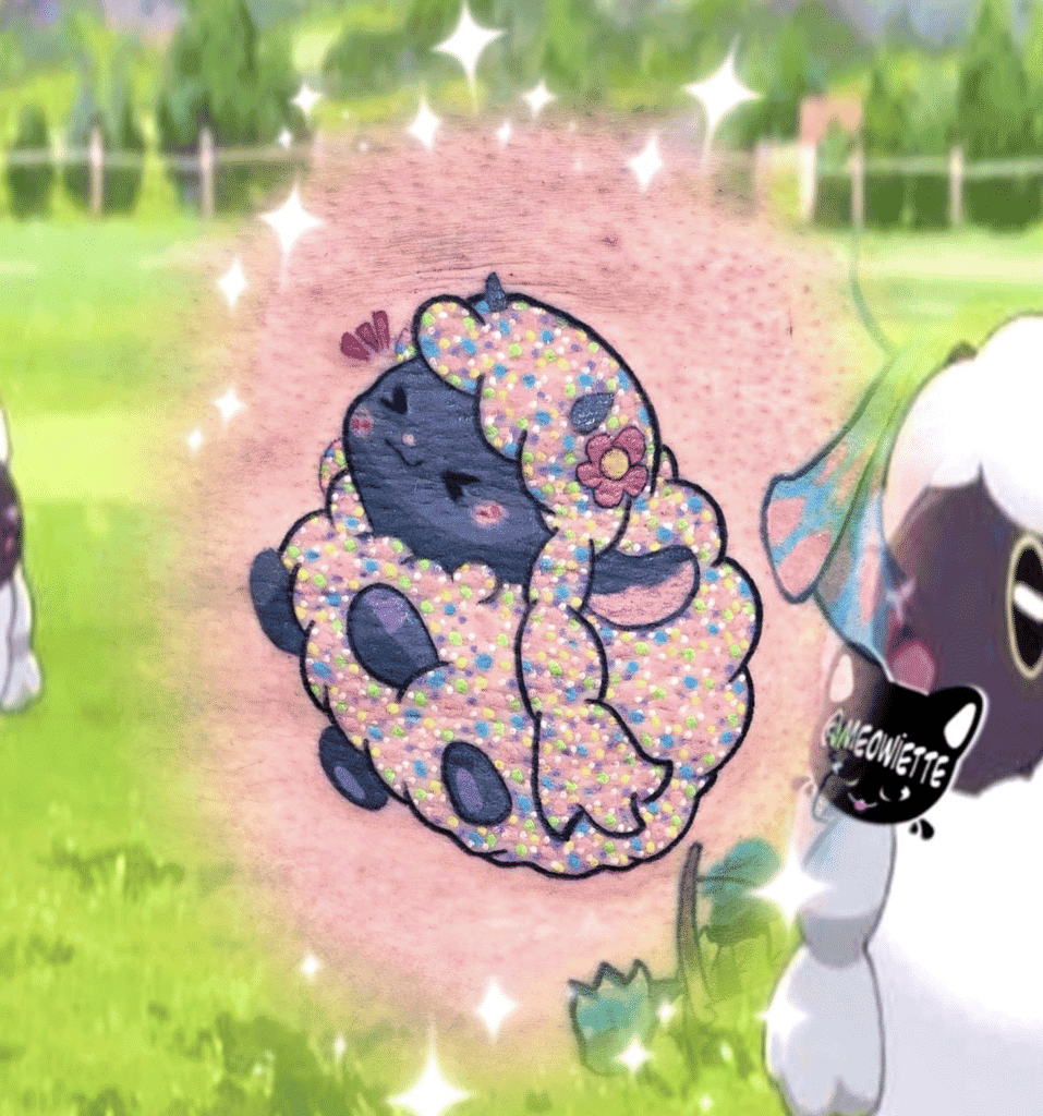 Wooloo Glitter Galar Pokémon Tattoo