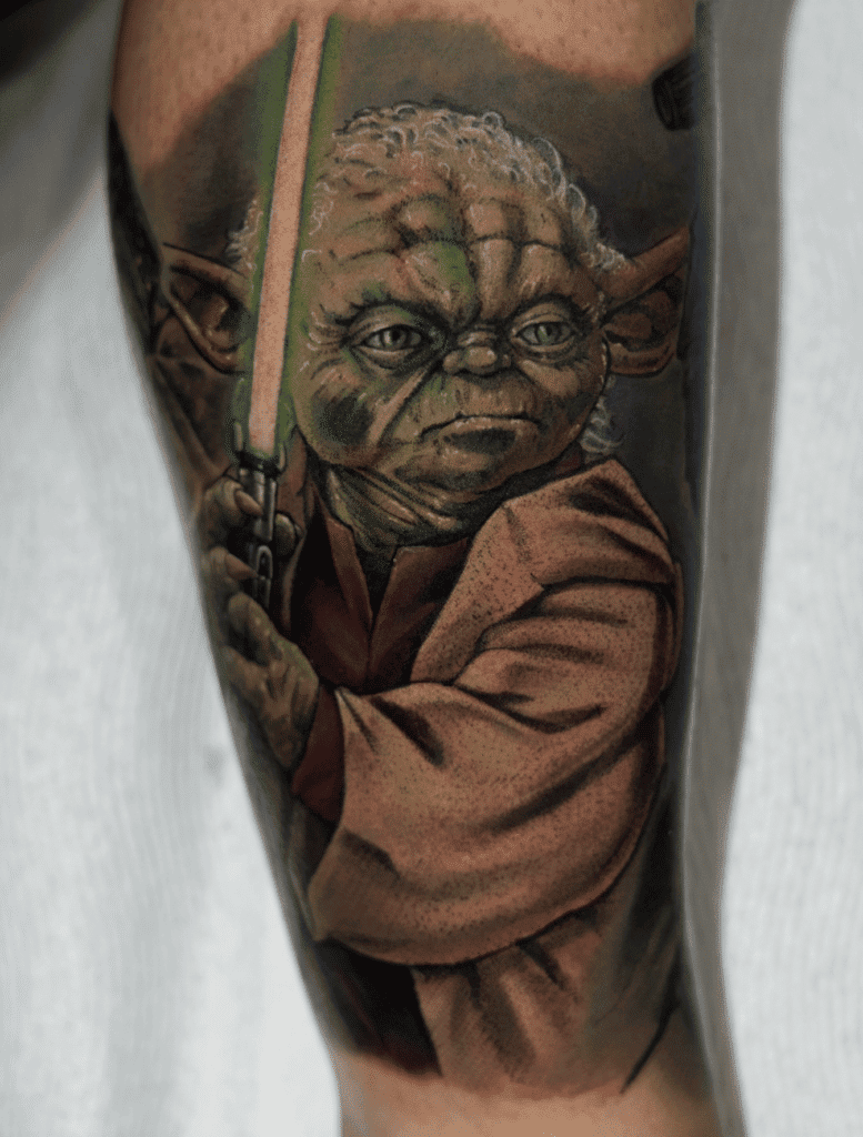 Yoda Lightsaber Star Wars Tattoo