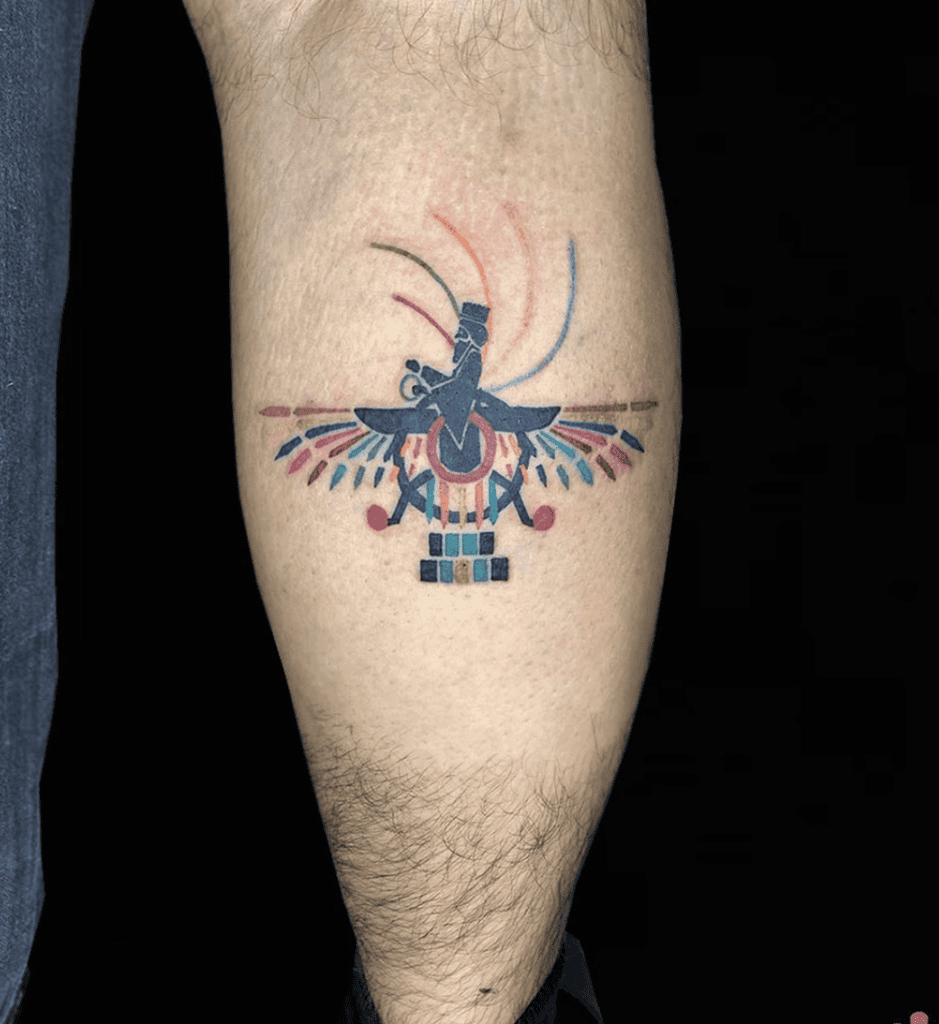 Ahura Mazda Colourful Persian Mythology Tattoo