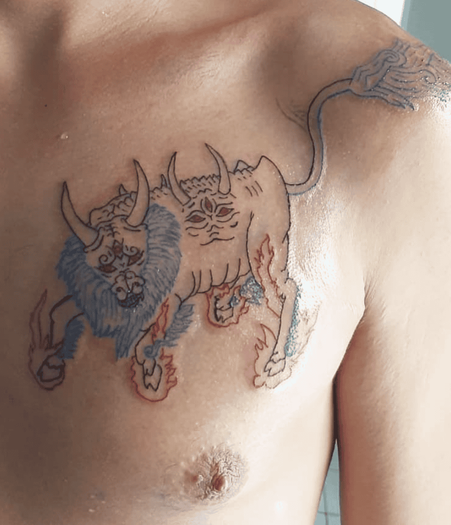 Bai Ze Chinese Mythology Tattoo