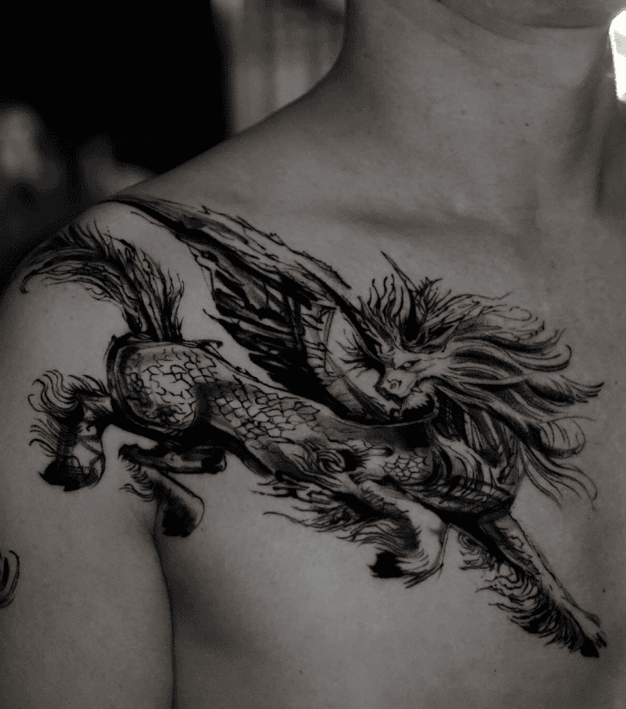 Bai Ze Fly Chinese Mythology Tattoo