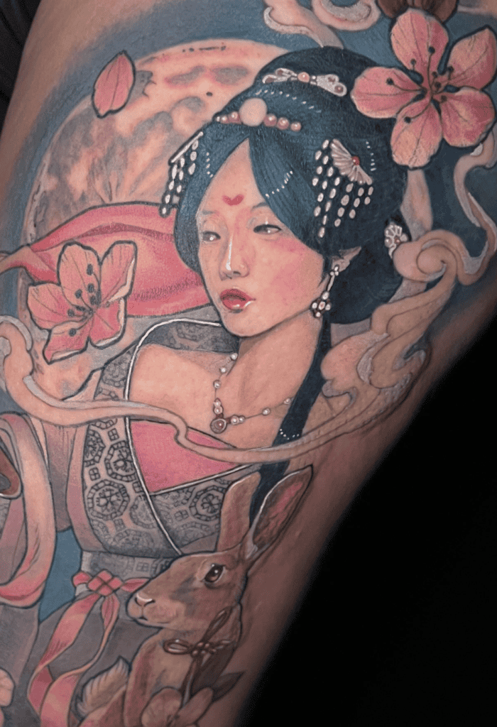 Chang’e Flower Chinese Mythology Tattoo