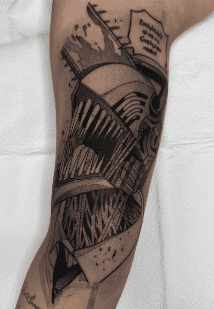 Denji Chainsaw Shout Man Tattoo