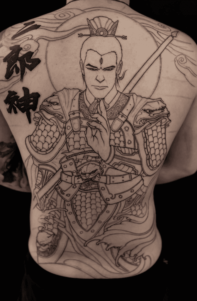 Erlang Shen Back Chinese Mythology Tattoo