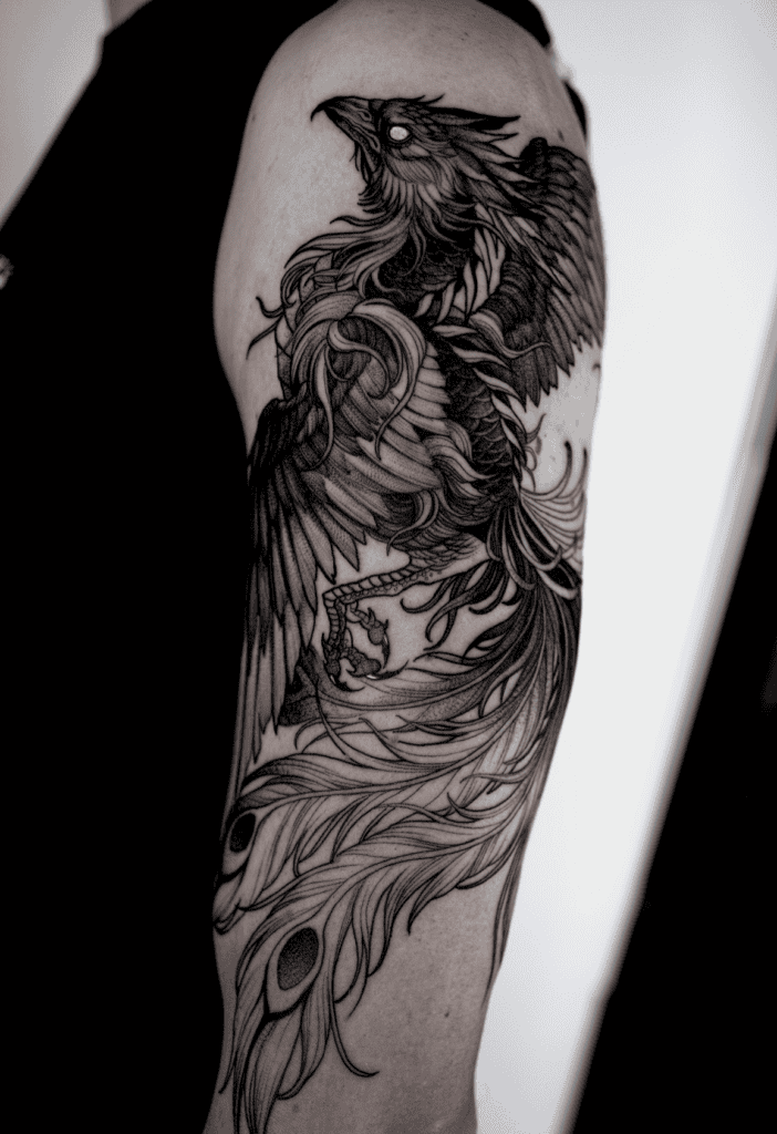 Fenghuang Flight Chinese Mythology Tattoo