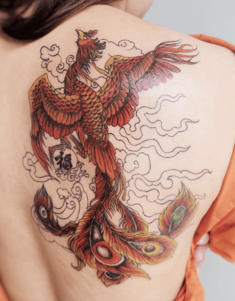 Fenghuang Red Chinese Mythology Tattoo