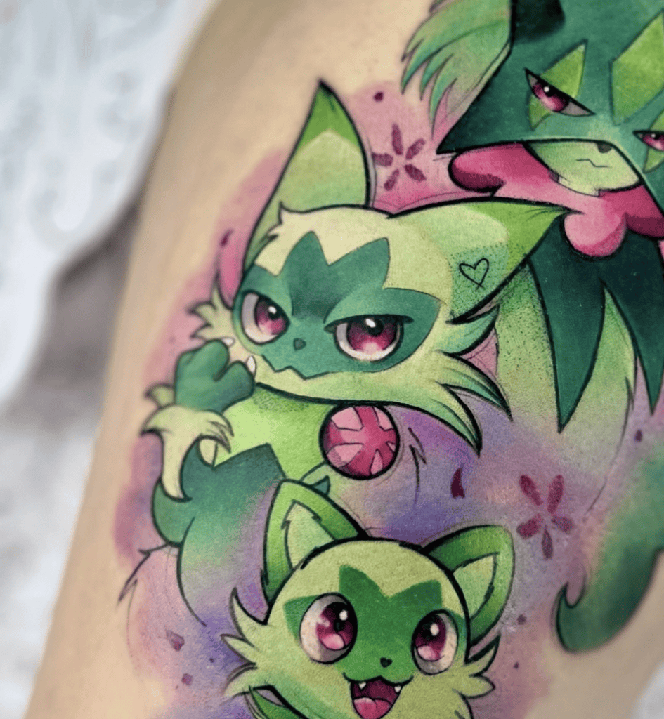 Floragato Claw Paldea Pokémon Tattoo