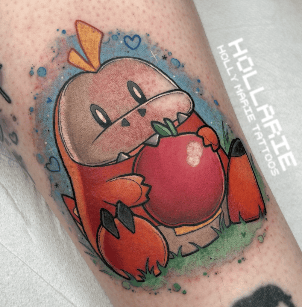 Fuecoco Apple Paldea Pokémon Tattoo