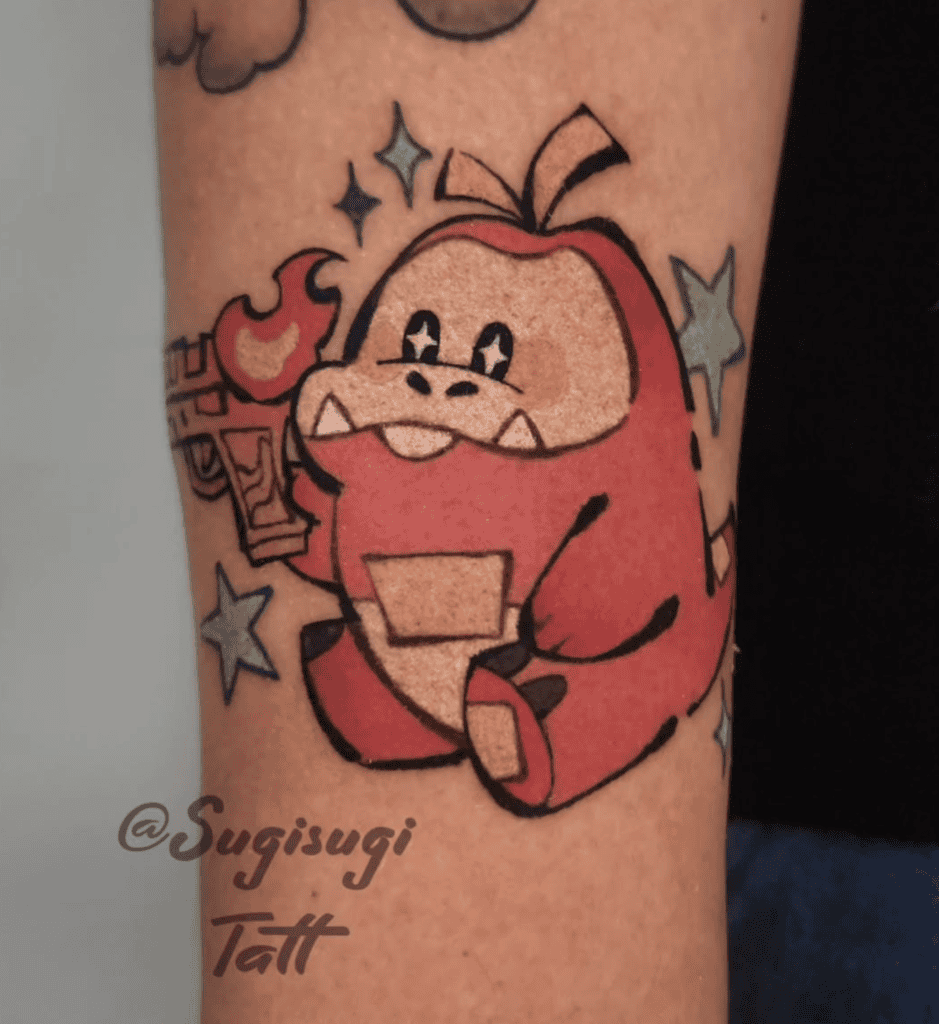 Fuecoco Gun Paldea Pokémon Tattoo