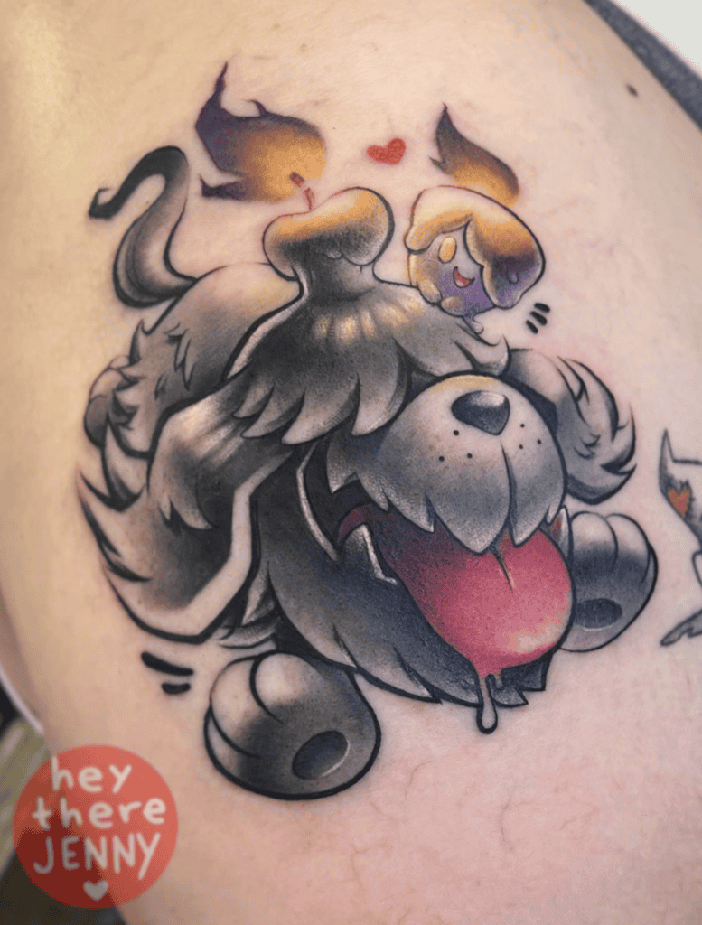 Greavard Happy Paldea Pokémon Tattoo