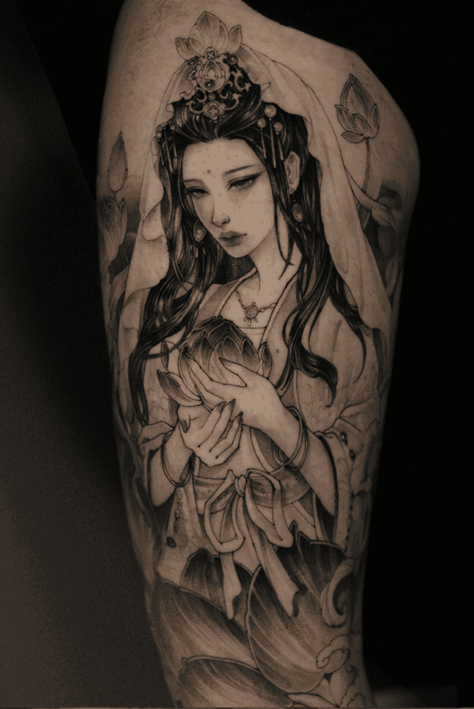 Guan Yin Godess Chinese Mythology Tattoo