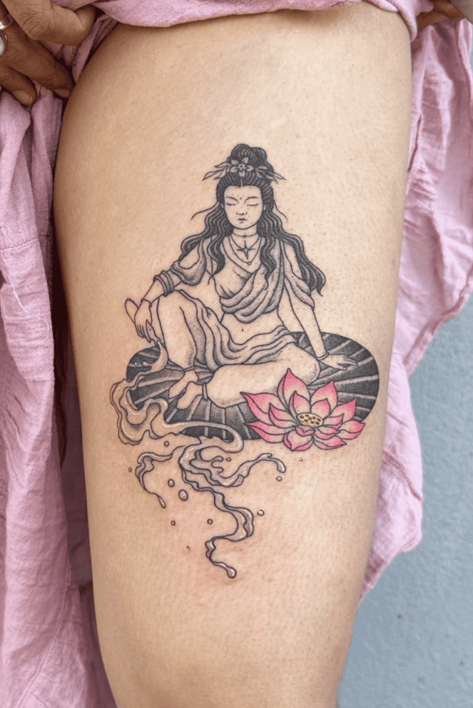 Guan Yin Lilipad Chinese Mythology Tattoo