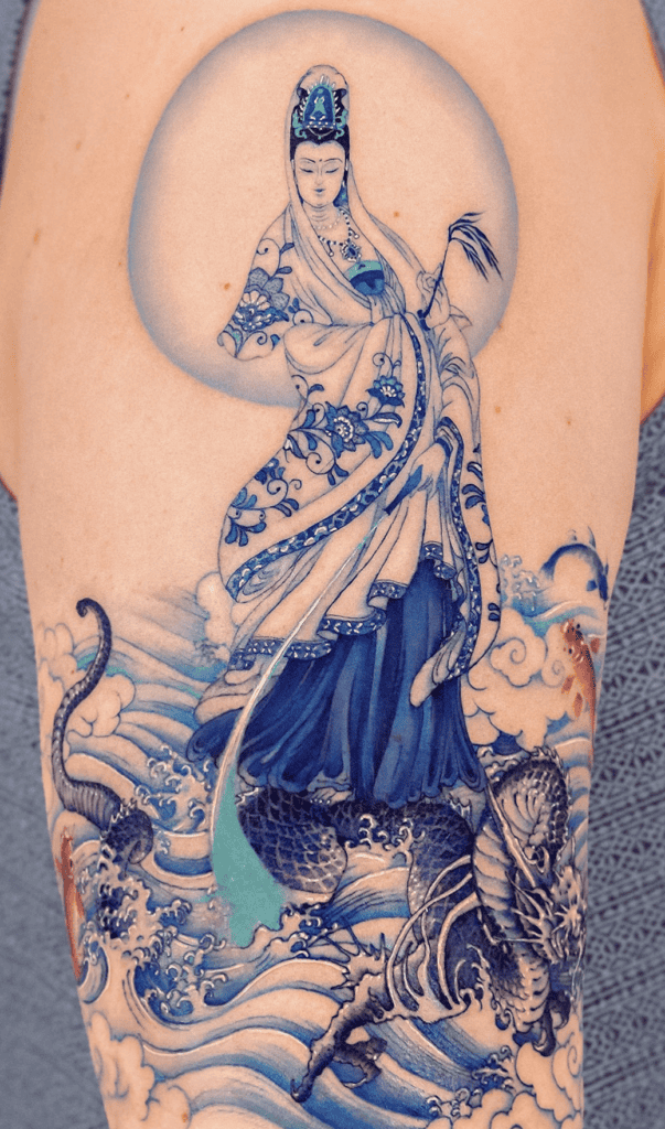 Guan Yin Porcelain Chinese Mythology Tattoo
