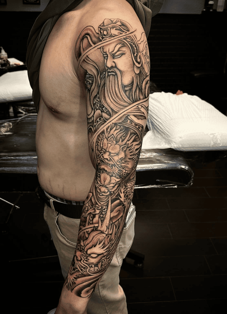 Guan Yu Sleeve Chinese Mythology Tattoo