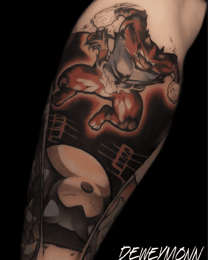 Incineroar Jump Alola Pokémon Tattoo