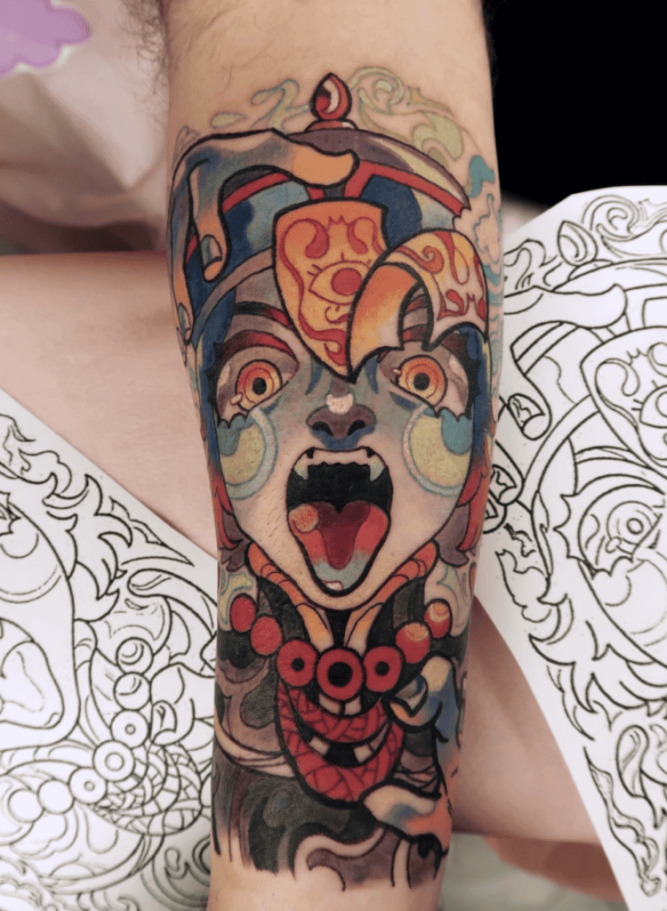 Jiangshi Face Chinese Mythology Tattoo